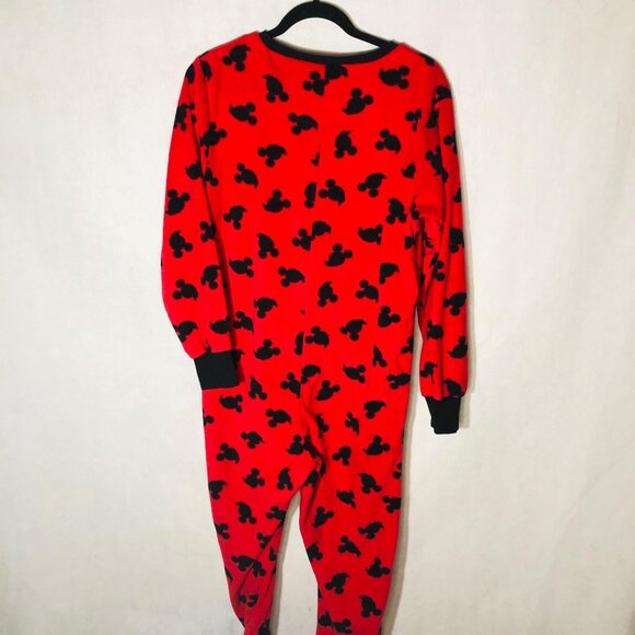 Disney feet pajamas red black mickey ears long sleeve zipper front size 10 READ - Picture 7 of 9
